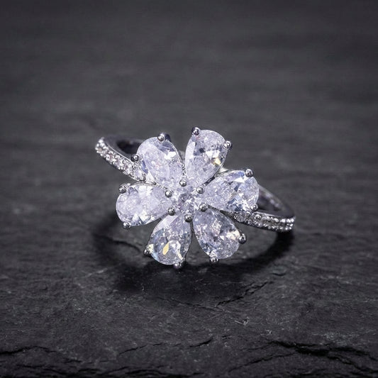 Elegant Crystal Flower Ring 03437715