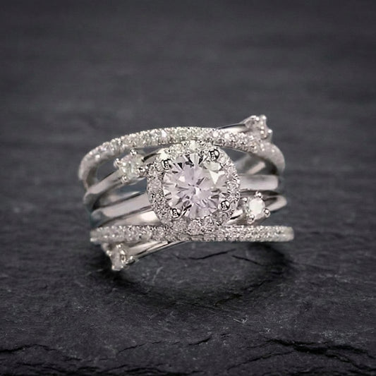 Elegant Crystal Halo Ring 53692849