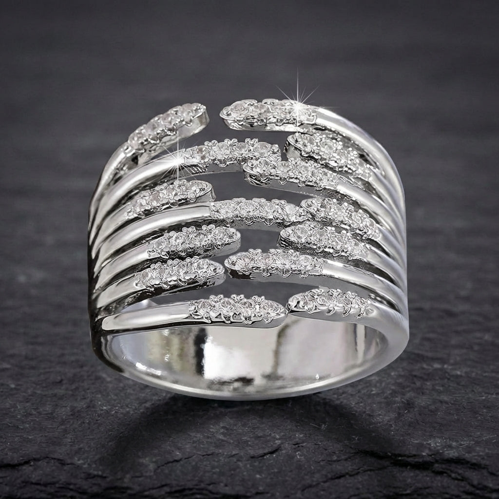 Elegant Crystal Multi Layer Ring 72562505