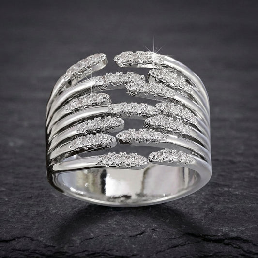 Elegant Crystal Multi Layer Ring 72562505