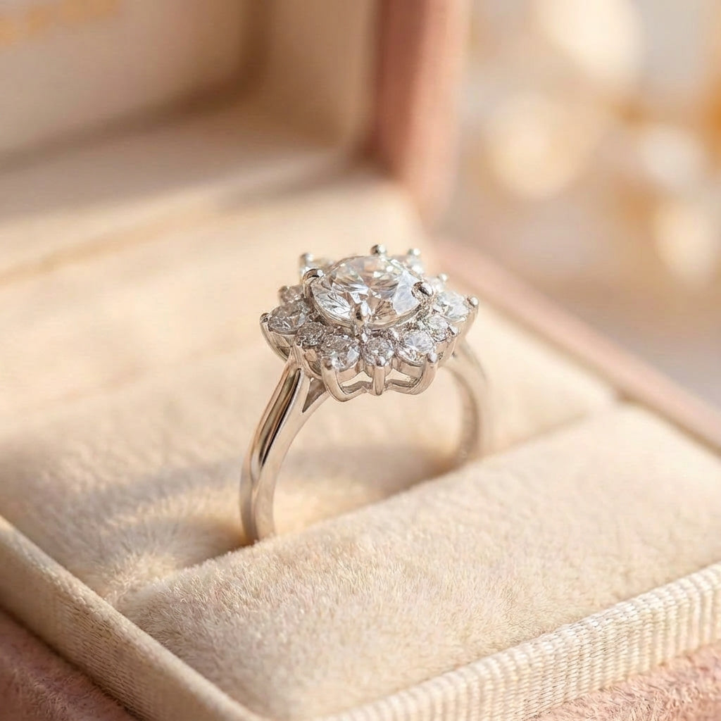 Elegant Crystal Sunflower Ring