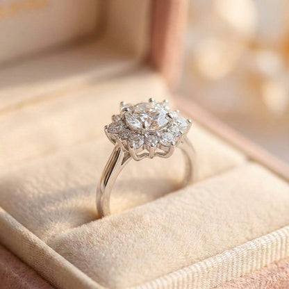 Elegant Crystal Sunflower Ring