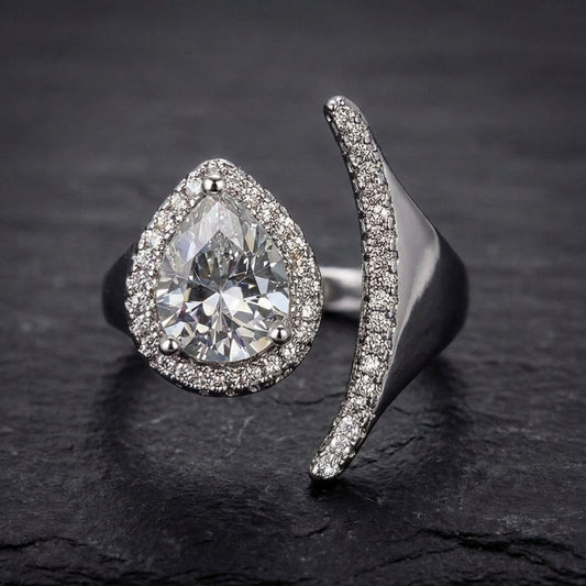 Elegant Crystal Teardrop Ring 66945267