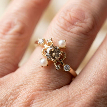 Elegant Diamond Pearl Ring