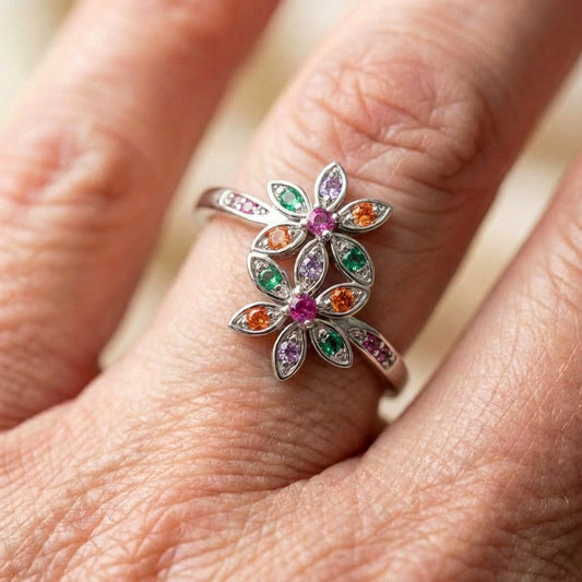Elegant Double Flower Ring