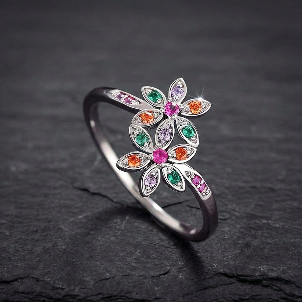 Elegant Double Flower Ring 17060900
