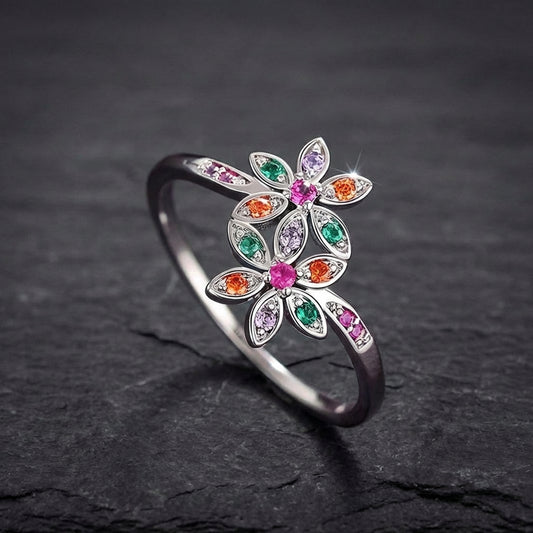 Elegant Double Flower Ring 17060900
