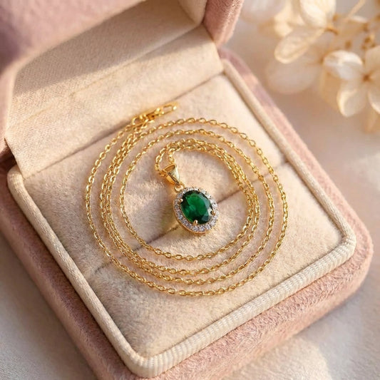 Elegant Emerald Halo Pendant