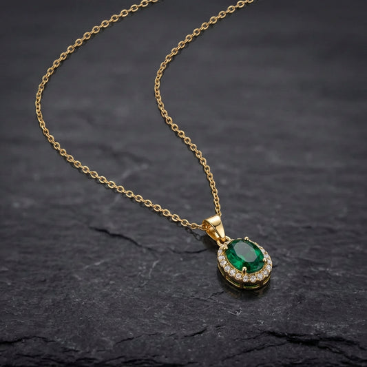 Elegant Emerald Halo Pendant