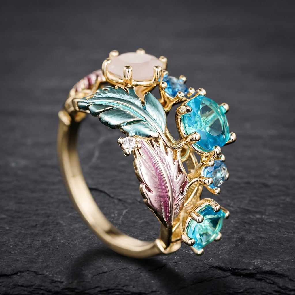 Elegant Feather Statement Ring 35758100