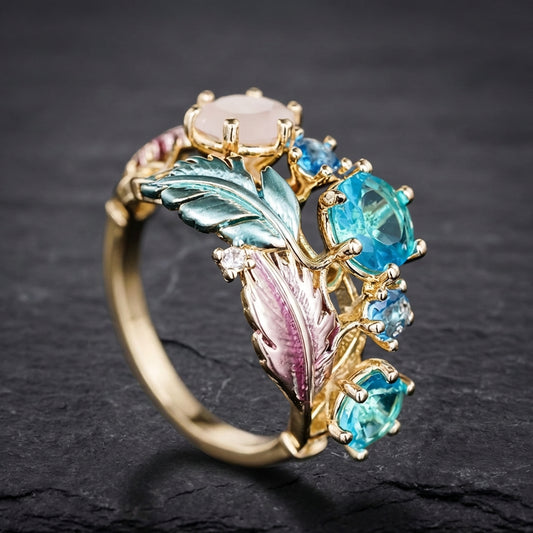 Elegant Feather Statement Ring 35758100