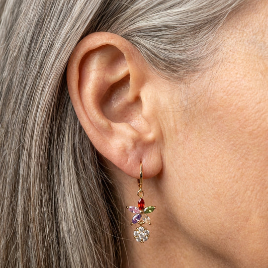 Elegant Flower Multistone Earrings