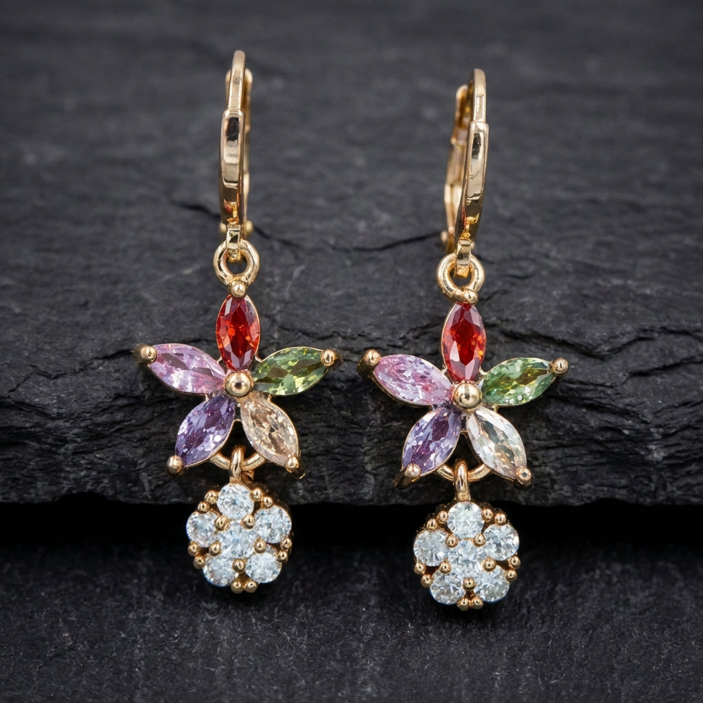 Elegant Flower Multistone Earrings 97828431