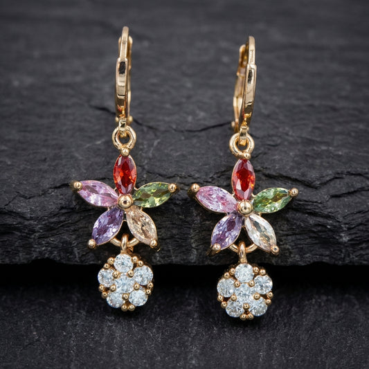 Elegant Flower Multistone Earrings 97828431