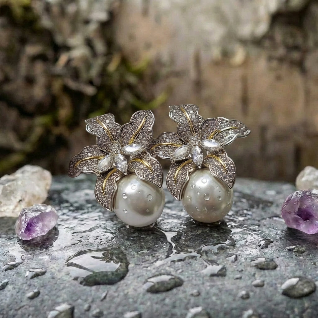 Elegant Flower Pearl Earrings