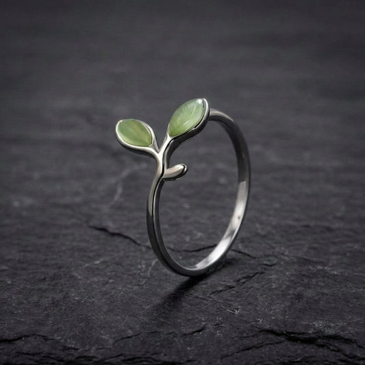 Elegant Foliage Silver Ring 68066118