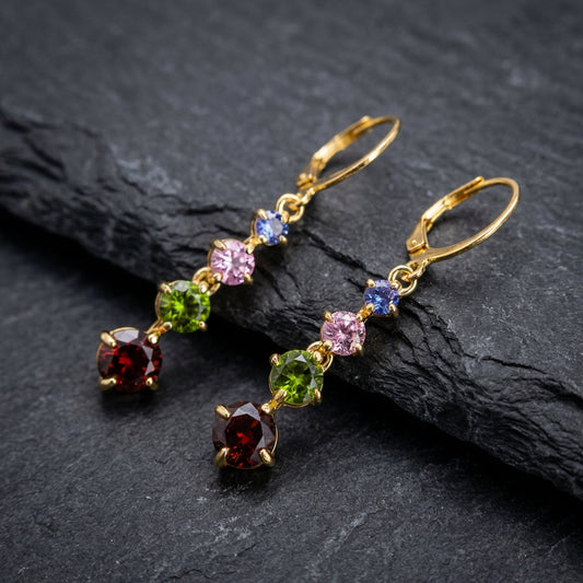 Elegant Gemstone Dangle Earrings 92246814