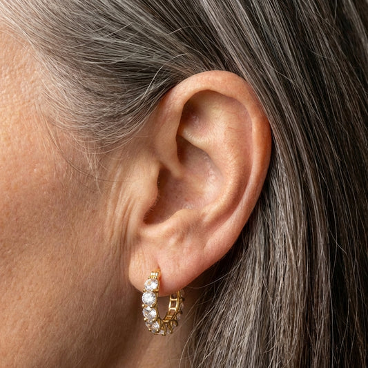 Elegant Gold Crystal Hoop Earrings