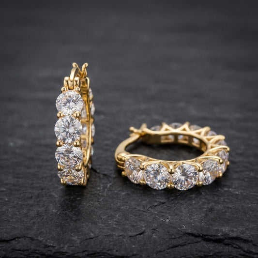 Elegant Gold Crystal Hoop Earrings 86305858