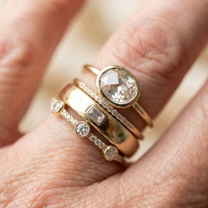 Elegant Gold Crystal Ring Set