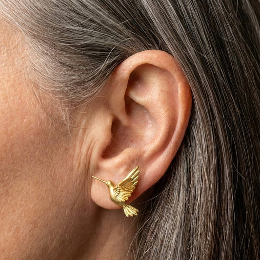 Elegant Gold Hummingbird Earrings