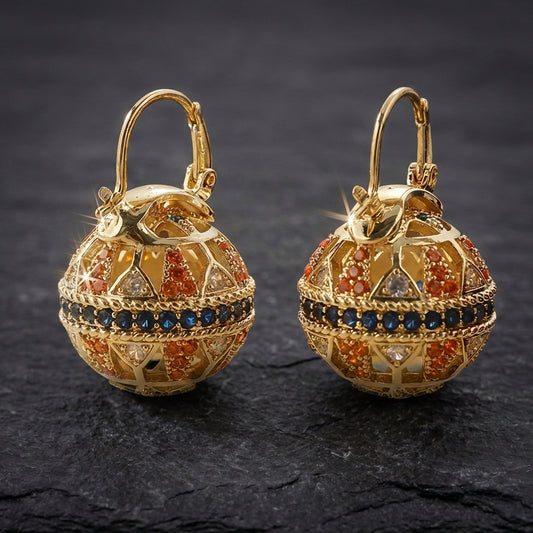 Elegant Gold Sphere Earrings 33404236