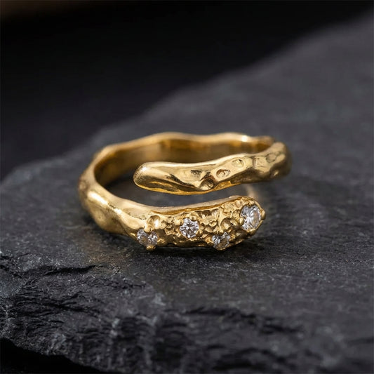 Elegant Gold Zircon Ring 68033041