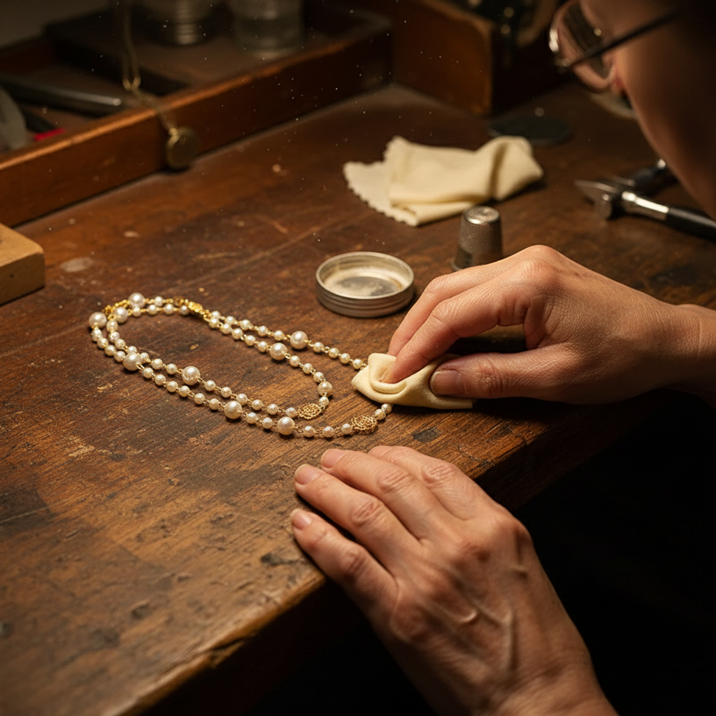 Elegant Gold   Pearl Necklace