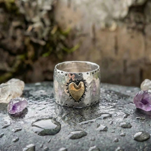Elegant Heart Ring With Gold Accent