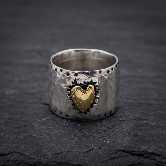 Elegant Heart Ring With Gold Accent