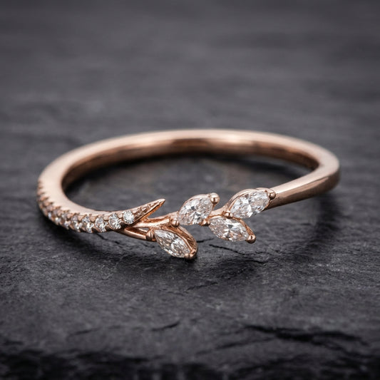 Elegant Leaf Crystal Ring 45503459