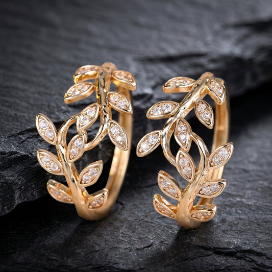 Elegant Leaf Hoop Earrings 19238277