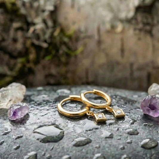 Elegant Minimalist Gold Drop Huggie