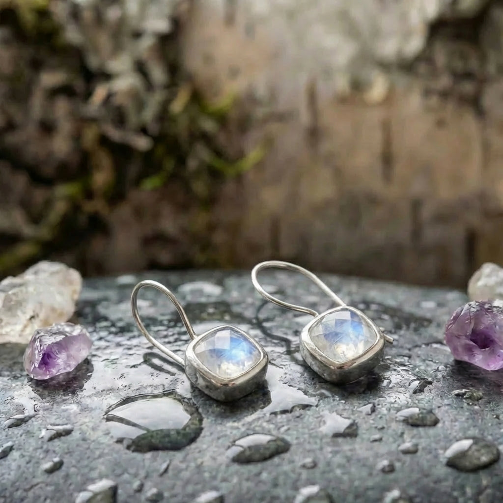 Elegant Moonstone Square Drop