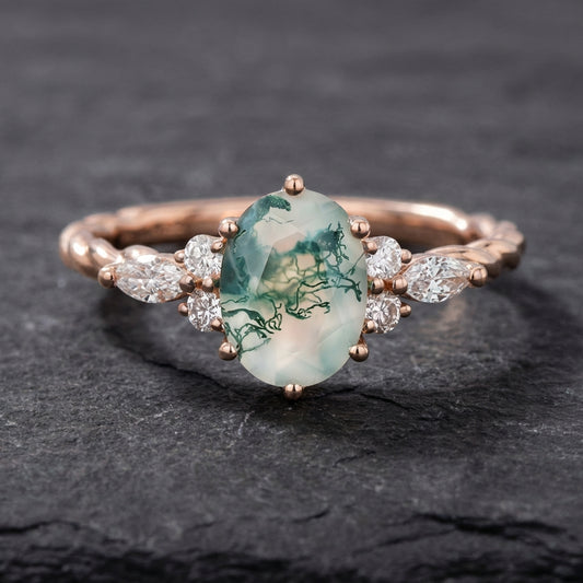 Elegant Moss Agate Ring 83571833