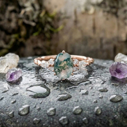 Elegant Moss Agate Ring