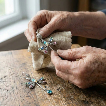 Elegant Multicolor Crystal Dragonfly Drop Earrings