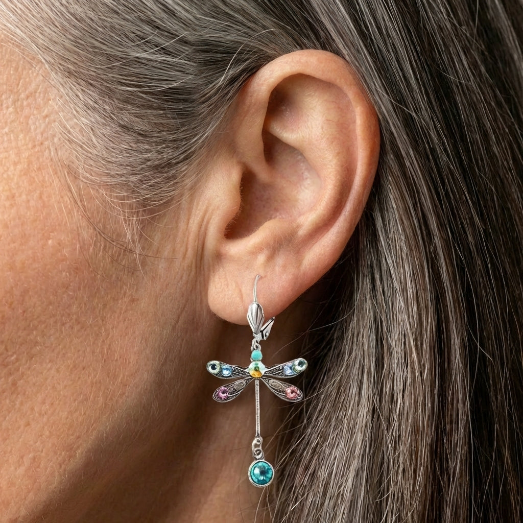 Elegant Multicolor Crystal Dragonfly Drop