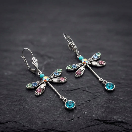 Elegant Multicolor Crystal Dragonfly Drop