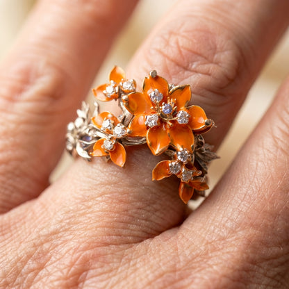 Elegant Orange Flower Ring