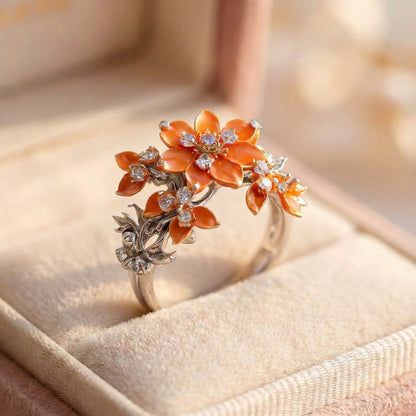 Elegant Orange Flower Ring