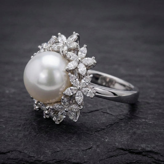 Elegant Pearl Flower Ring 90497094