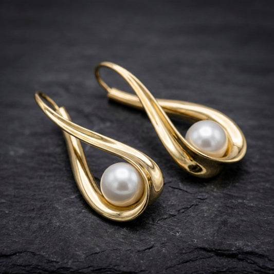 Elegant Pearl Gold Earrings 67145091