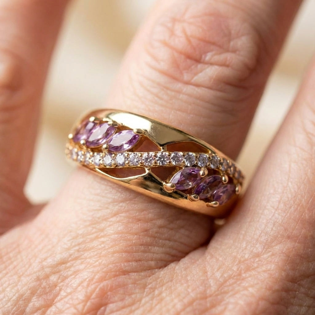 Elegant Purple Cubic Zirconia Ring
