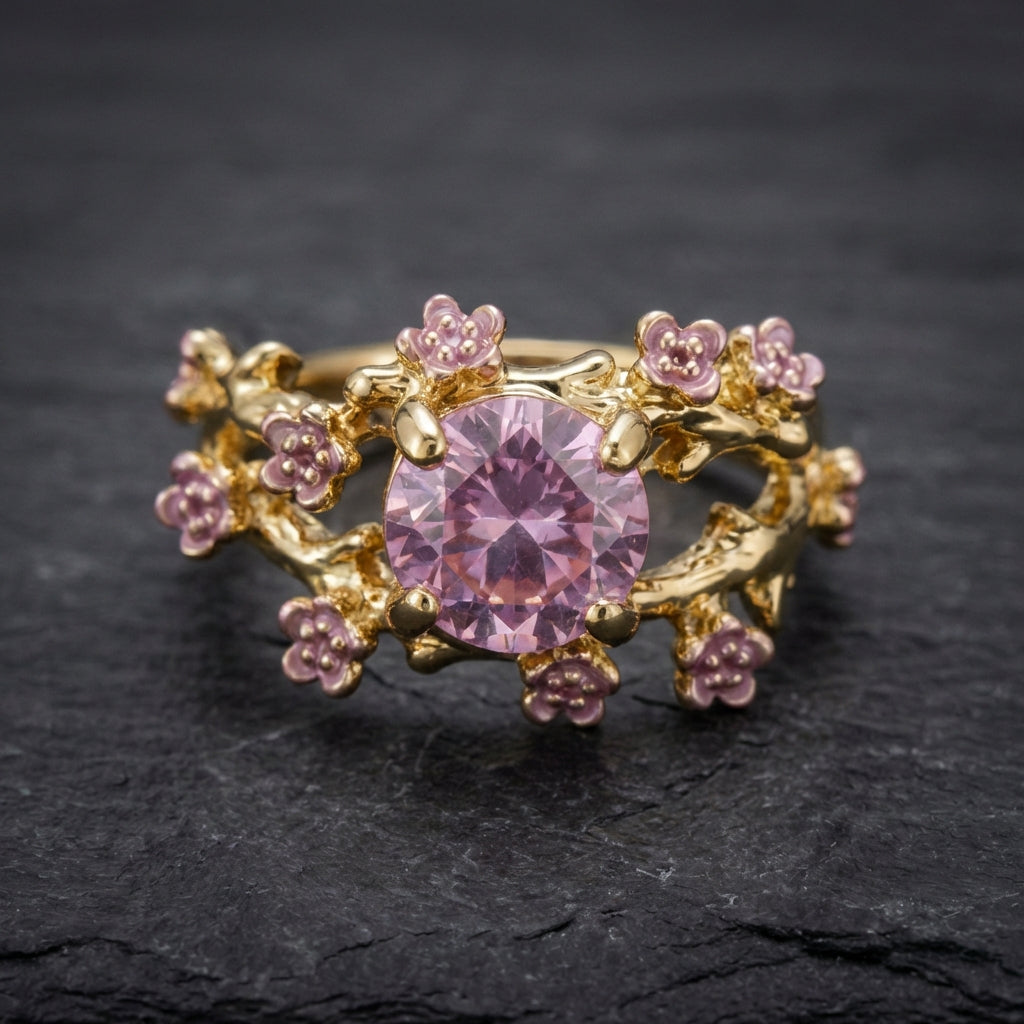 Elegant Purple Flower Ring 41350457