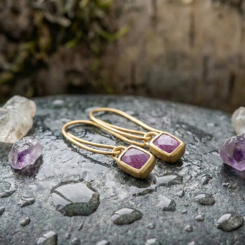 Elegant Purple Gem Drop Earrings
