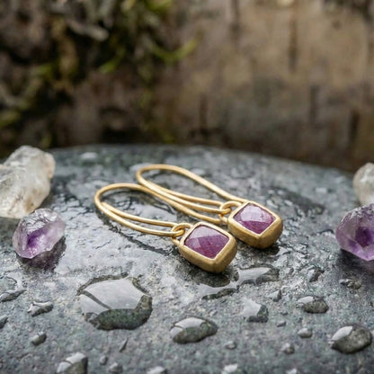 Elegant Purple Gem Drop Earrings