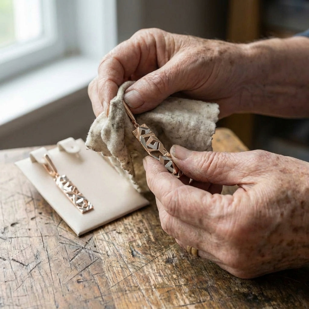 Elegant Rectangular Gold And Silver Earrings