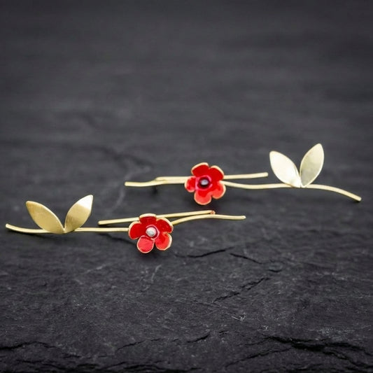 Elegant Red Flower Earrings 89048462