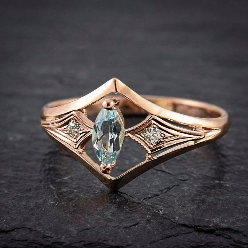 Elegant Rose Gold Marquise Ring 67024291